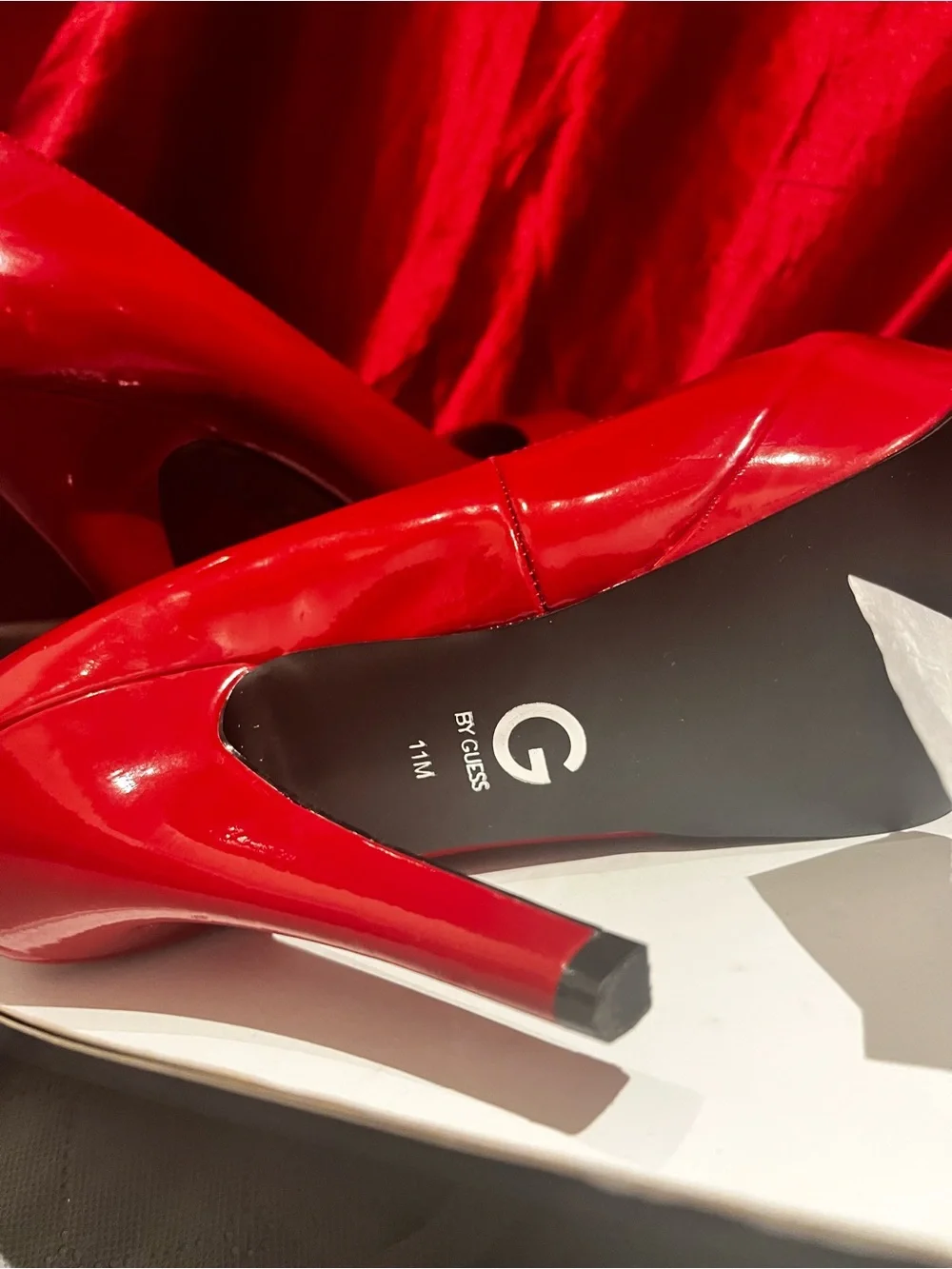 G by Guess Red Patent Pointed-Toe Heels